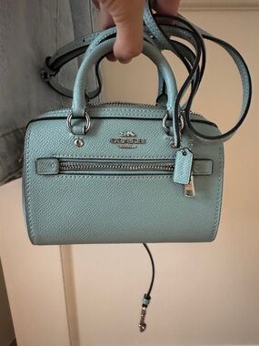 Like New Coach micro Rowan Leather Satchel Tiffany Blue